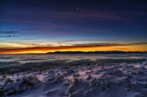 wschod slonca, babia, gora, zima, widok na tatry, fot adam brzoza